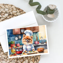 Load image into Gallery viewer, Pomeranian The Chef Greeting Cards - Blank Note Cards – 8-Pack of Artist-Designed Cards with Envelopes