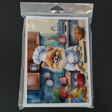 Load image into Gallery viewer, Pomeranian The Chef Greeting Cards - Blank Note Cards – 8-Pack of Artist-Designed Cards with Envelopes