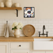 Load image into Gallery viewer, Black Poodle The Chef Framed Metal Print