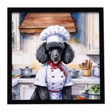 Load image into Gallery viewer, Black Poodle The Chef Framed Metal Print