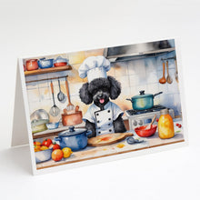 Load image into Gallery viewer, Black Poodle The Chef Greeting Cards - Blank Note Cards – 8-Pack of Artist-Designed Cards with Envelopes