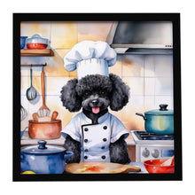 Load image into Gallery viewer, Black Poodle The Chef Framed Metal Print