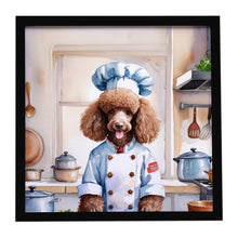 Load image into Gallery viewer, Chocolate Poodle The Chef Framed Metal Print