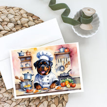 Load image into Gallery viewer, Rottweiler The Chef Greeting Cards - Blank Note Cards – 8-Pack of Artist-Designed Cards with Envelopes