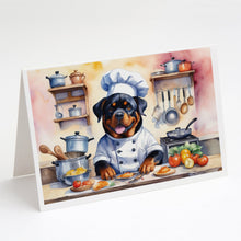 Load image into Gallery viewer, Rottweiler The Chef Greeting Cards - Blank Note Cards – 8-Pack of Artist-Designed Cards with Envelopes