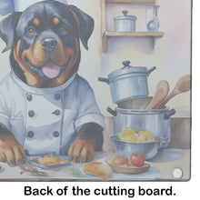 Load image into Gallery viewer, Rottweiler The Chef Glass Cutting Boards – Durable, Decorative Kitchen Art
