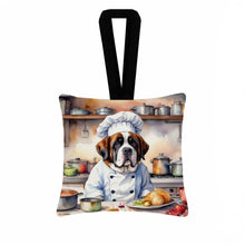 Load image into Gallery viewer, Saint Bernard The Chef Hanging Square Fabric Ornament 3.5 × 3.5