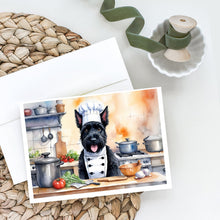 Load image into Gallery viewer, Scottish Terrier The Chef Greeting Cards - Blank Note Cards – 8-Pack of Artist-Designed Cards with Envelopes