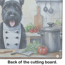 Load image into Gallery viewer, Scottish Terrier The Chef Glass Cutting Boards – Durable, Decorative Kitchen Art