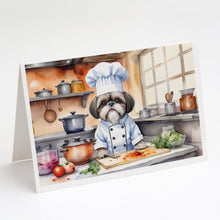 Load image into Gallery viewer, Shih Tzu The Chef Greeting Cards - Blank Note Cards – 8-Pack of Artist-Designed Cards with Envelopes