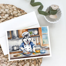 Load image into Gallery viewer, Siberian Husky The Chef Greeting Cards - Blank Note Cards – 8-Pack of Artist-Designed Cards with Envelopes