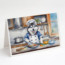 Load image into Gallery viewer, Siberian Husky The Chef Greeting Cards - Blank Note Cards – 8-Pack of Artist-Designed Cards with Envelopes