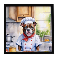 Load image into Gallery viewer, Staffordshire Bull Terrier The Chef Framed Metal Print
