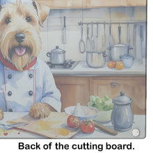 Load image into Gallery viewer, Wheaten Terrier The Chef Glass Cutting Boards – Durable, Decorative Kitchen Art