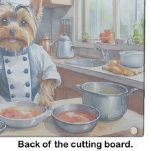 Load image into Gallery viewer, Yorkie Yorkshire Terrier The Chef Glass Cutting Boards – Durable, Decorative Kitchen Art