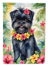 Load image into Gallery viewer, Affenpinscher Luau Garden Flag – Tropical Dog Decor with Hibiscus &amp; Palm Leaves
