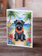 Load image into Gallery viewer, Affenpinscher Luau Greeting Cards - Blank Note Cards – 8-Pack of Artist-Designed Cards with Envelopes