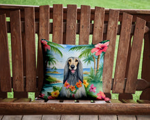 Load image into Gallery viewer, Afghan Hound Luau Throw Pillow - 14x14 Decorative Pillow – Art for Your Home &amp; Patio