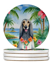 Load image into Gallery viewer, Afghan Hound Luau Large Sandstone Coasters Pack of 4