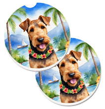 Load image into Gallery viewer, Airedale Terrier Luau Car Coasters – Set of 2 - Absorbent Stone with Fun &amp; Functional Artwork
