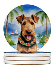 Load image into Gallery viewer, Airedale Terrier Luau Large Sandstone Coasters Pack of 4
