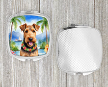 Load image into Gallery viewer, Airedale Terrier Luau Compact Mirror – Stylish Purse Mirror with Artistic Covers