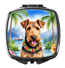 Load image into Gallery viewer, Airedale Terrier Luau Compact Mirror – Stylish Purse Mirror with Artistic Covers