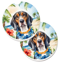 Load image into Gallery viewer, American English Coonhound Luau Car Coasters – Set of 2 - Absorbent Stone with Fun &amp; Functional Artwork