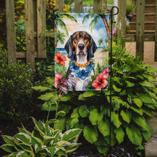 Load image into Gallery viewer, American English Coonhound Luau Garden Flag – Tropical Dog Decor with Hibiscus &amp; Palm Leaves
