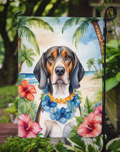 Load image into Gallery viewer, American English Coonhound Luau Garden Flag – Tropical Dog Decor with Hibiscus &amp; Palm Leaves