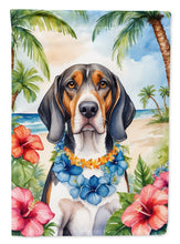 Load image into Gallery viewer, American English Coonhound Luau Garden Flag – Tropical Dog Decor with Hibiscus &amp; Palm Leaves