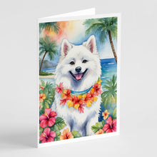 Load image into Gallery viewer, American Eskimo Luau Greeting Cards - Blank Note Cards – 8-Pack of Artist-Designed Cards with Envelopes