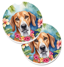 Load image into Gallery viewer, American Foxhound Luau Car Coasters – Set of 2 - Absorbent Stone with Fun &amp; Functional Artwork