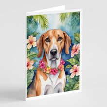 Load image into Gallery viewer, American Foxhound Luau Greeting Cards - Blank Note Cards – 8-Pack of Artist-Designed Cards with Envelopes