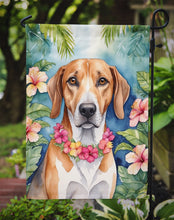 Load image into Gallery viewer, American Foxhound Luau Garden Flag – Tropical Dog Decor with Hibiscus &amp; Palm Leaves