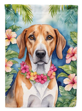 Load image into Gallery viewer, American Foxhound Luau Garden Flag – Tropical Dog Decor with Hibiscus &amp; Palm Leaves