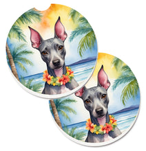 Load image into Gallery viewer, American Hairless Terrier Luau Car Coasters – Set of 2 - Absorbent Stone with Fun &amp; Functional Artwork