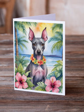 Load image into Gallery viewer, American Hairless Terrier Luau Greeting Cards - Blank Note Cards – 8-Pack of Artist-Designed Cards with Envelopes