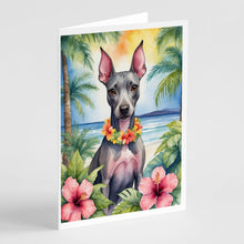 Load image into Gallery viewer, American Hairless Terrier Luau Greeting Cards - Blank Note Cards – 8-Pack of Artist-Designed Cards with Envelopes