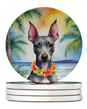 Load image into Gallery viewer, American Hairless Terrier Luau Large Sandstone Coasters Pack of 4