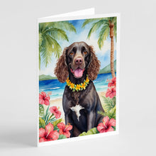 Load image into Gallery viewer, American Water Spaniel Luau Greeting Cards - Blank Note Cards – 8-Pack of Artist-Designed Cards with Envelopes