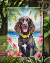 Load image into Gallery viewer, American Water Spaniel Luau Garden Flag – Tropical Dog Decor with Hibiscus &amp; Palm Leaves