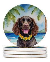 Load image into Gallery viewer, American Water Spaniel Luau Large Sandstone Coasters Pack of 4