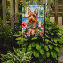 Load image into Gallery viewer, Australian Terrier Luau Garden Flag – Tropical Dog Decor with Hibiscus &amp; Palm Leaves