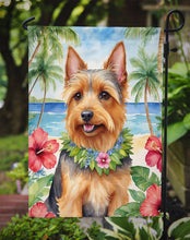 Load image into Gallery viewer, Australian Terrier Luau Garden Flag – Tropical Dog Decor with Hibiscus &amp; Palm Leaves