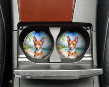 Load image into Gallery viewer, Basenji Luau Car Coasters – Set of 2 - Absorbent Stone with Fun &amp; Functional Artwork