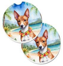 Load image into Gallery viewer, Basenji Luau Car Coasters – Set of 2 - Absorbent Stone with Fun &amp; Functional Artwork
