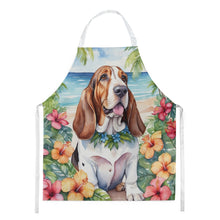 Load image into Gallery viewer, Basset Hound Luau Apron – Artist-Designed Kitchen, BBQ &amp; Craft Apron