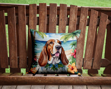 Load image into Gallery viewer, Basset Hound Luau Throw Pillow - 14x14 Decorative Pillow – Art for Your Home &amp; Patio