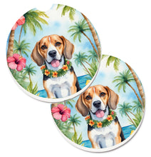 Load image into Gallery viewer, Beagle Luau Car Coasters – Set of 2 - Absorbent Stone with Fun &amp; Functional Artwork